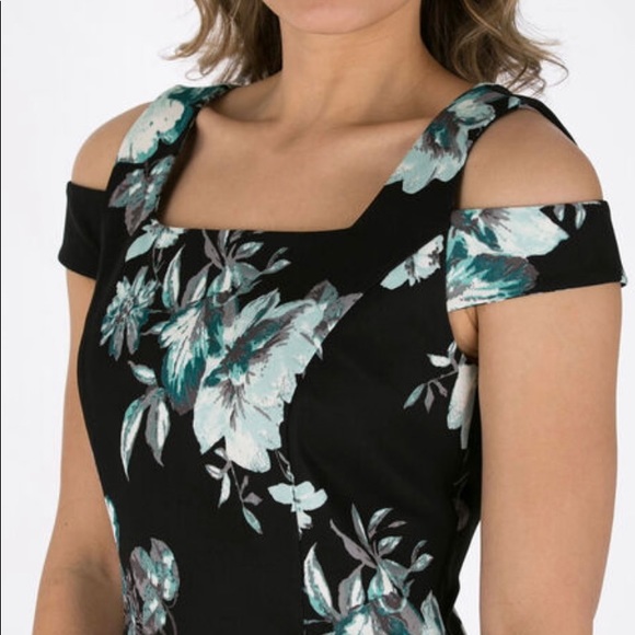 Rickis floral cold shoulder scuba dress - Picture 3 of 4